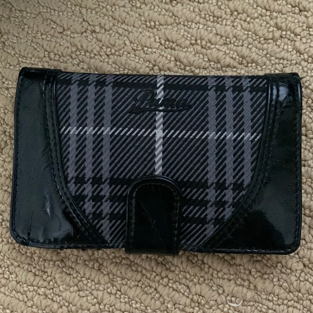 black and plaid puma wallet